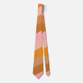 Retro Geometric Pink Orange Stripes Wedding Stropdas (Voorkant)