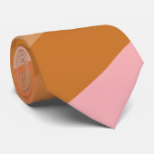 Retro Geometric Pink Orange Stripes Wedding Stropdas (Opgerold)