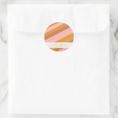 Retro Geometric Pink Oranje Custom Vrijgezellenfee Ronde Sticker (Tas)