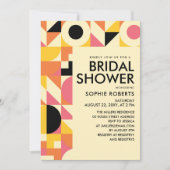 Retro Geometric Pink Oranje Yellow Vrijgezellenfee Kaart (Voorkant)