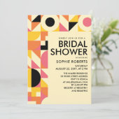 Retro Geometric Pink Oranje Yellow Vrijgezellenfee Kaart (Staand voorkant)