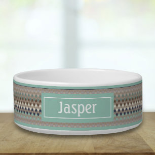 Retro Geometric Print Pet Bowl Voerbakje