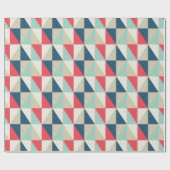 Retro Geometric Red en Blue Triangles Pattern Cadeaupapier (Vlak)