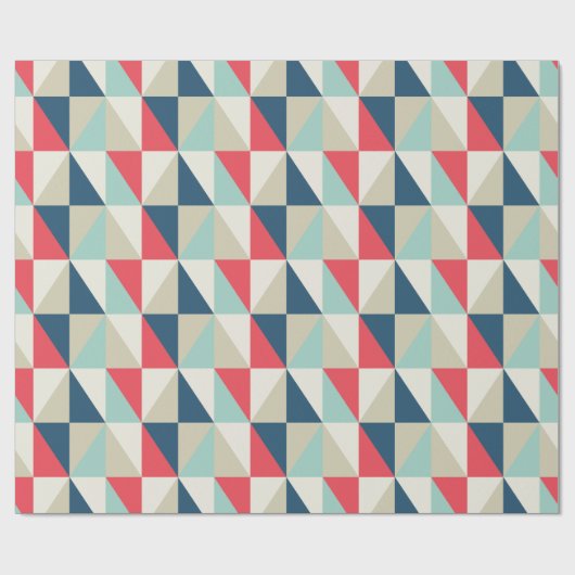 Retro Geometric Red en Blue Triangles Pattern Cadeaupapier (Vlak)
