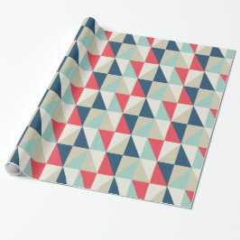 Retro Geometric Red en Blue Triangles Pattern Cadeaupapier