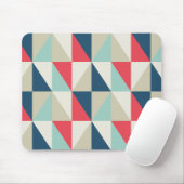Retro Geometric Red en Blue Triangles Pattern Muismat (Met muis)