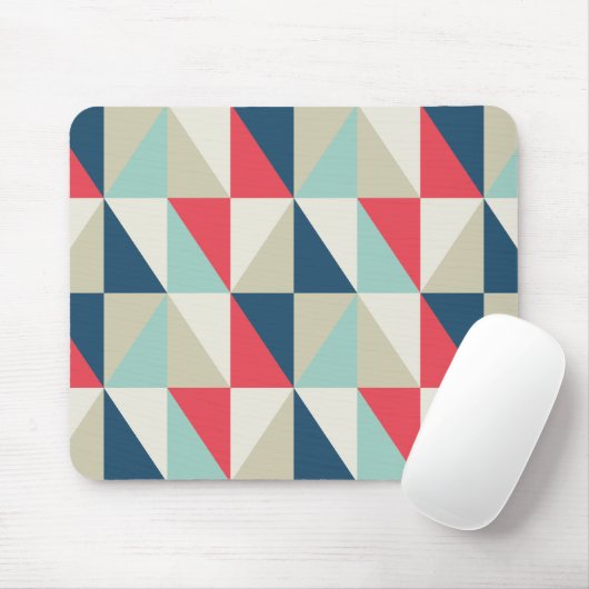 Retro Geometric Red en Blue Triangles Pattern Muismat (Met muis)
