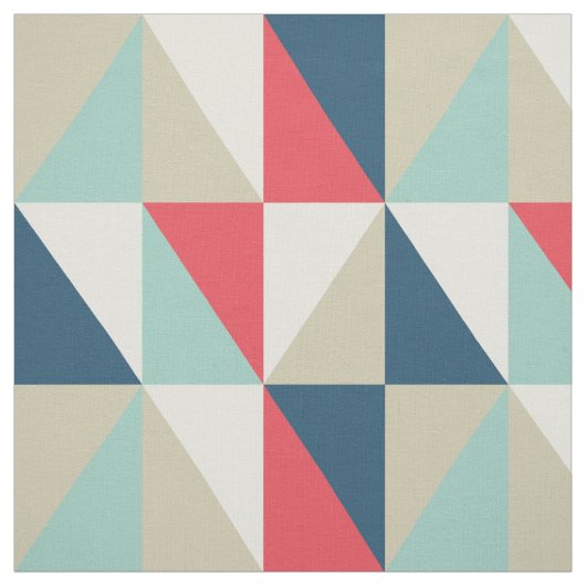 Retro Geometric Red en Blue Triangles Pattern Stof (Swatch)
