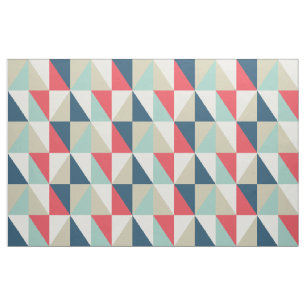 Retro Geometric Red en Blue Triangles Pattern Stof