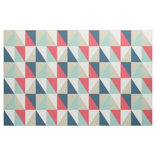 Retro Geometric Red en Blue Triangles Pattern Stof (Fat Quarter)