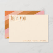Retro Geometric roze Terracotta Custom Wedding Bedankkaart (Voorkant / Achterkant)