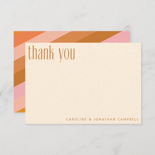 Retro Geometric roze Terracotta Custom Wedding Bedankkaart (Voorkant / Achterkant)