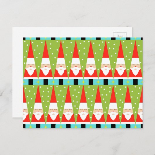 Retro Geometric Santa Briefkaart (Voorkant / Achterkant)