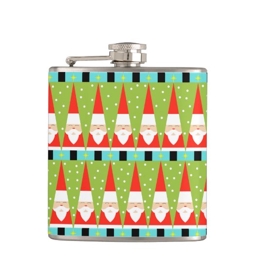 Retro Geometric Santa Flask Heupfles (Voorkant)