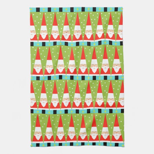 Retro Geometric Santa Kitchen Towel Theedoek (Verticaal)