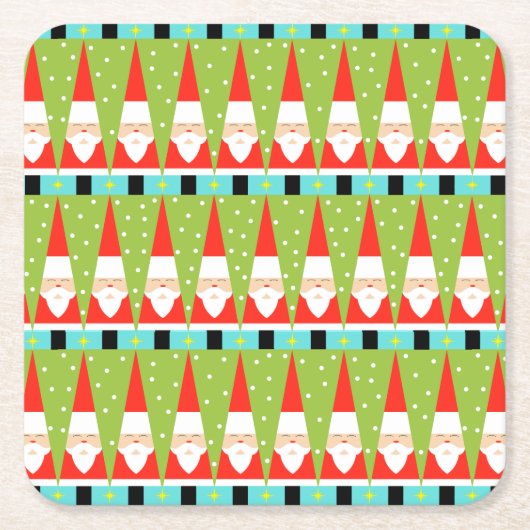 Retro Geometric Santa Paper Onderzetters (Voorkant)