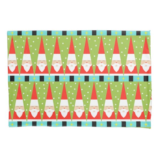 Retro Geometric Santa Pillowcase Kussensloop (Voorkant)