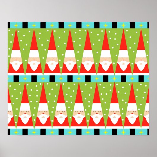 Retro Geometric Santa Poster (Voorkant)