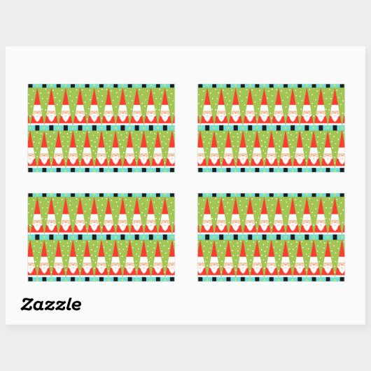 Retro Geometric Santa Rectangle Stickers (Vel)