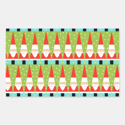 Retro Geometric Santa Rectangle Stickers (Voorkant)