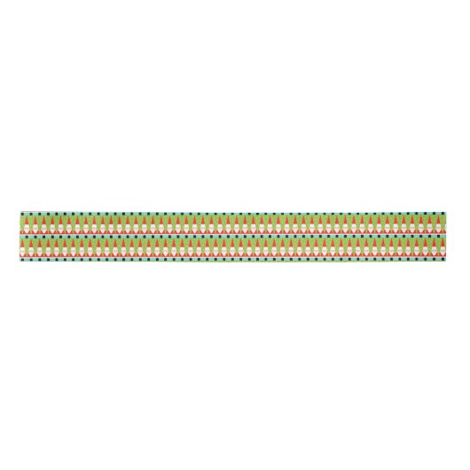 Retro Geometric Santa Satin Ribbon Satijnen Lint (Voorkant)