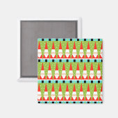 Retro Geometric Santa Square Magnet (Voorkant / Achterkant)