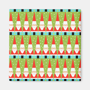 Retro Geometric Santa Square Magnet