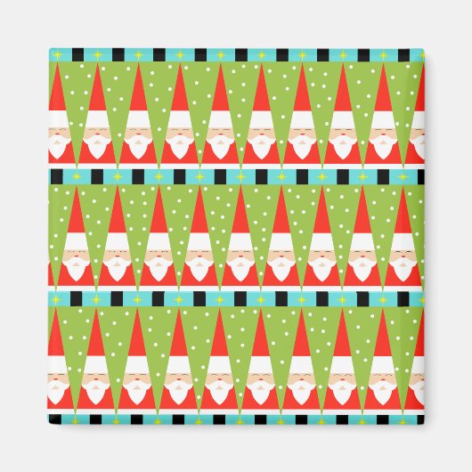 Retro Geometric Santa Square Magnet (Voorkant)