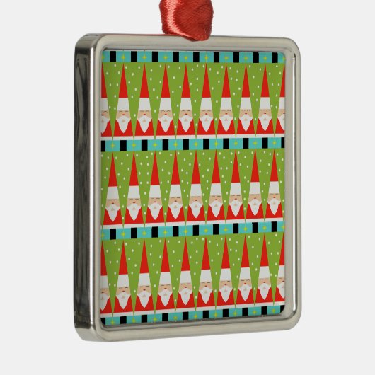 Retro Geometric Santa Square Ornament (Rechts)