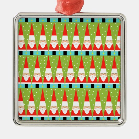 Retro Geometric Santa Square Ornament (Voorkant)