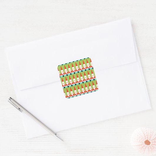 Retro Geometric Santa Square Stickers (Envelop)