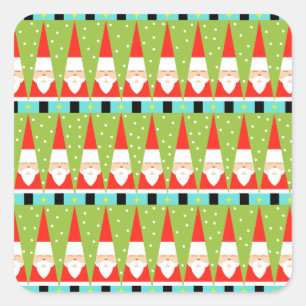 Retro Geometric Santa Square Stickers