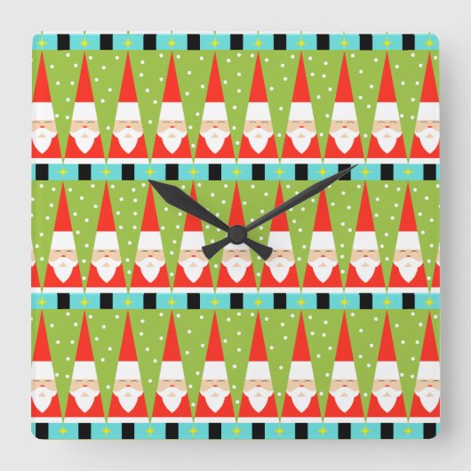 Retro Geometric Santa Square Wall klok (Voorkant)
