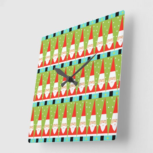 Retro Geometric Santa Square Wall klok (Hoek)