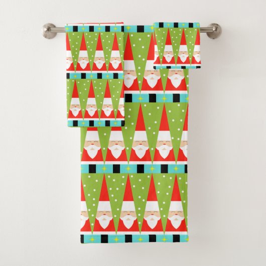 Retro Geometric Santa Towel Set Bad Handdoek (Insitu)