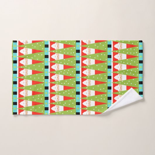 Retro Geometric Santa Towel Set Bad Handdoek (Handdoek)