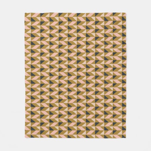 Retro Geometric Shaptern | Gold Blush Black Fleece Deken (Voorkant)