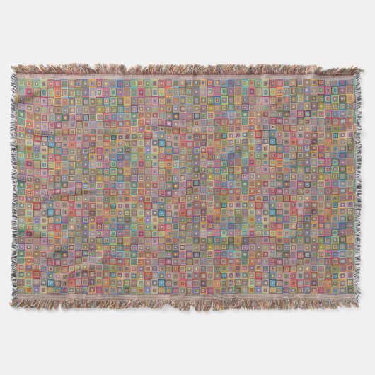 Retro Geometric Square Tile Pattern Deken (Voorkant)