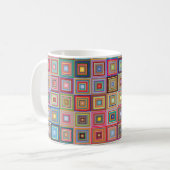 Retro Geometric Square Tile Pattern Koffiemok (Voorkant links)