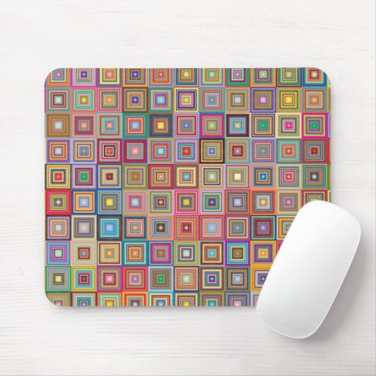 Retro Geometric Square Tile Pattern Muismat (Met muis)