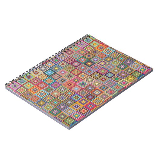 Retro Geometric Square Tile Pattern Notitieboek (Linkerzijde)