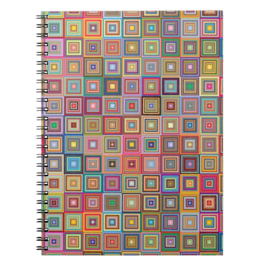 Retro Geometric Square Tile Pattern Notitieboek (Voorkant)