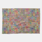 Retro Geometric Square Tile Pattern Theedoek (Horizontaal)