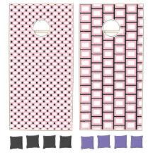 Retro Geometric Square Tiled Pink White Pattern