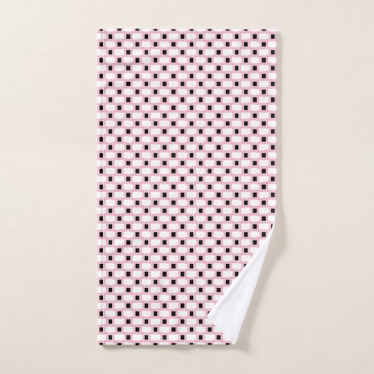 Retro Geometric Square Tiled Pink White Pattern Bad Handdoek (Handdoek)