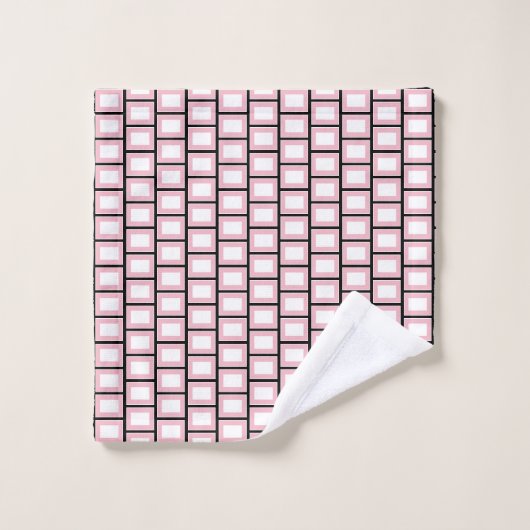 Retro Geometric Square Tiled Pink White Pattern Bad Handdoek (Wasdoekje)