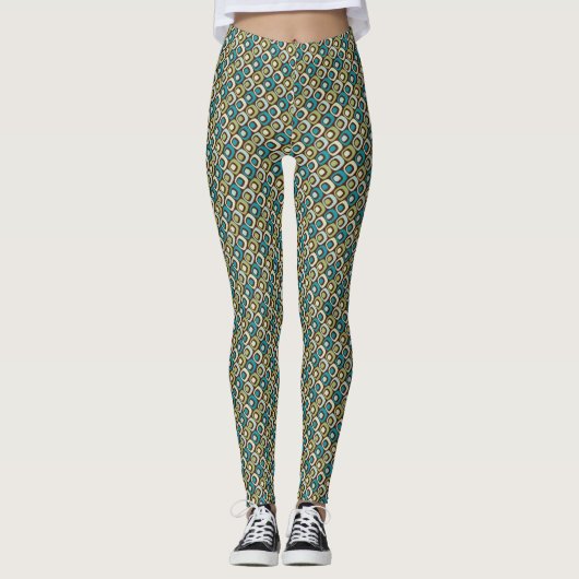 Retro Geometric Squares Patroon 2 Leggings (Voorkant)
