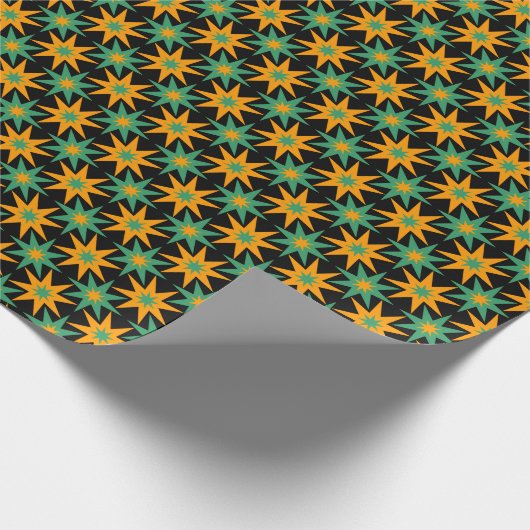 Retro Geometric Stars Pattern Birthday Gift Cadeaupapier (Hoek)