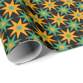 Retro Geometric Stars Pattern Birthday Gift Cadeaupapier (Rol Hoek)