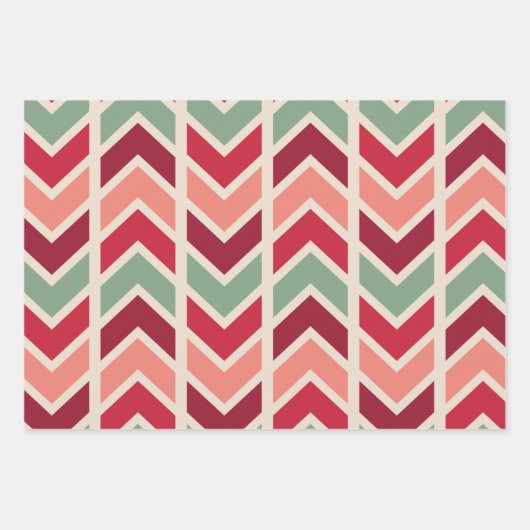 Retro Geometric Stripes Custom Holiday Kerstmis Inpakpapier Vel (Voorkant)